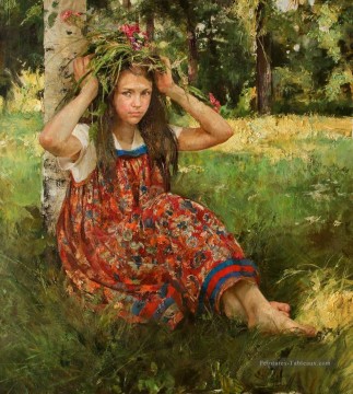 Jolie petite fille NM Tadjikistan 27 Impressionist Peinture à l'huile